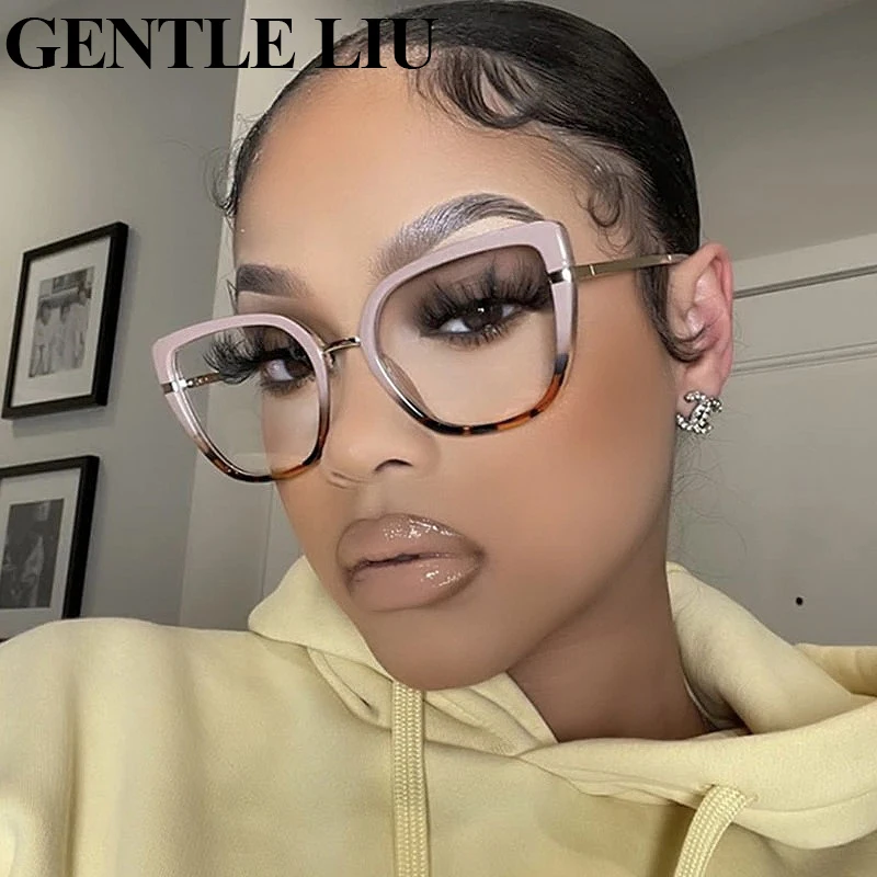 

2022 New Cat Eye Anti Blue Light Glasses Women Fashion Cateye Metal Eyeglasses Frames for Ladies Blocking Glare Computer Eyewear