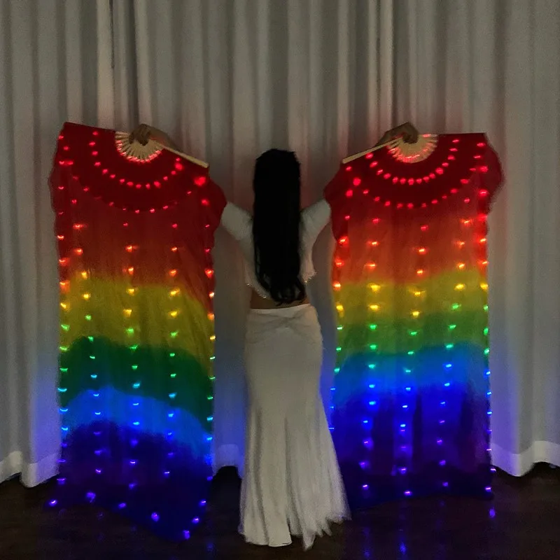 

Belly Dance Rainbow Led Novelty Light Silk Fold Fan Christmas Halloween Party Cosplay Costume Show Belly Dance Stage Performance
