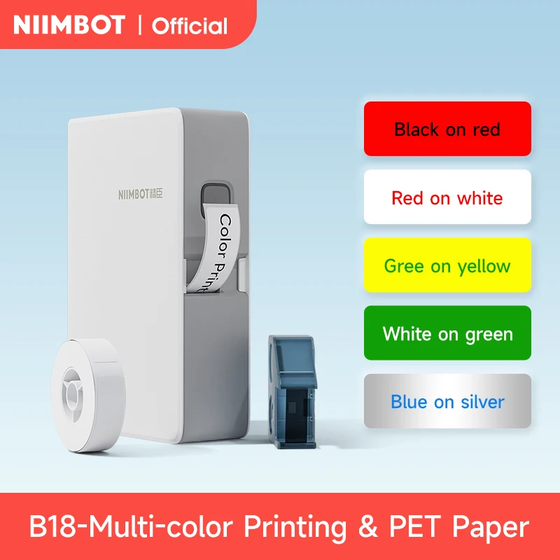 Niimbot B18 Impressora de Etiquetas de Transferência Térmica Mini Label Maker com Fita Papéis Pet Comercial Armazenamento Doméstico