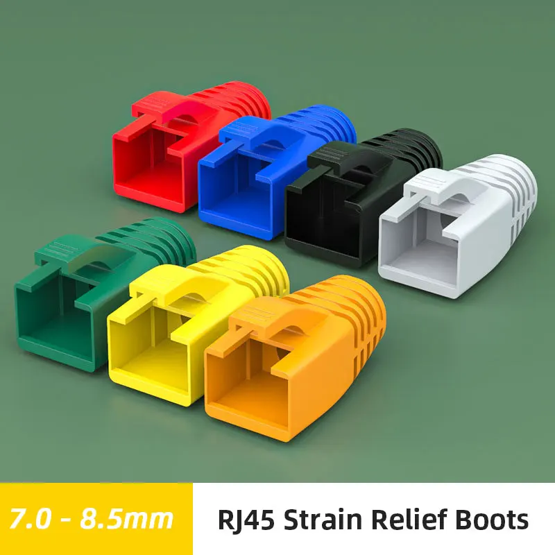 Cabo de Rede Ethernet Zoerax Rj45 Strain Relief Boots Plug Covers para Cat8 Cat7 Cat6a Od: 7.0 Mm8.5 mm 50 Pcs