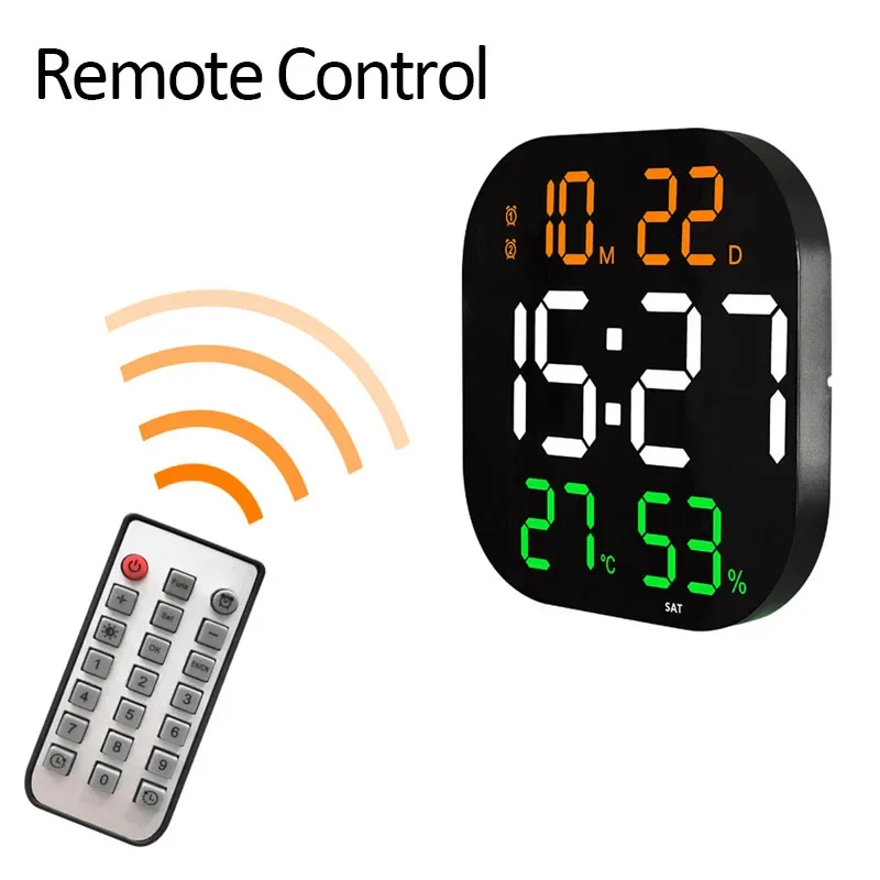 13inch LED Large Digital Wall Clock Remote Control TEMP Humidity Week Auto Dimmer 12/24H Alarm Clock For Home Office Decor wall clock digital wall clock