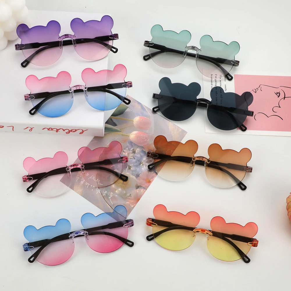 Children Cute Bear Shape Gradient Sunglasses Fashion Outdoor UV400 Sunglasses Baby Girls Sun Protection Glasses Kid Sun Glasses children sunglasses,kids sunglasses,fashion sunglasses
