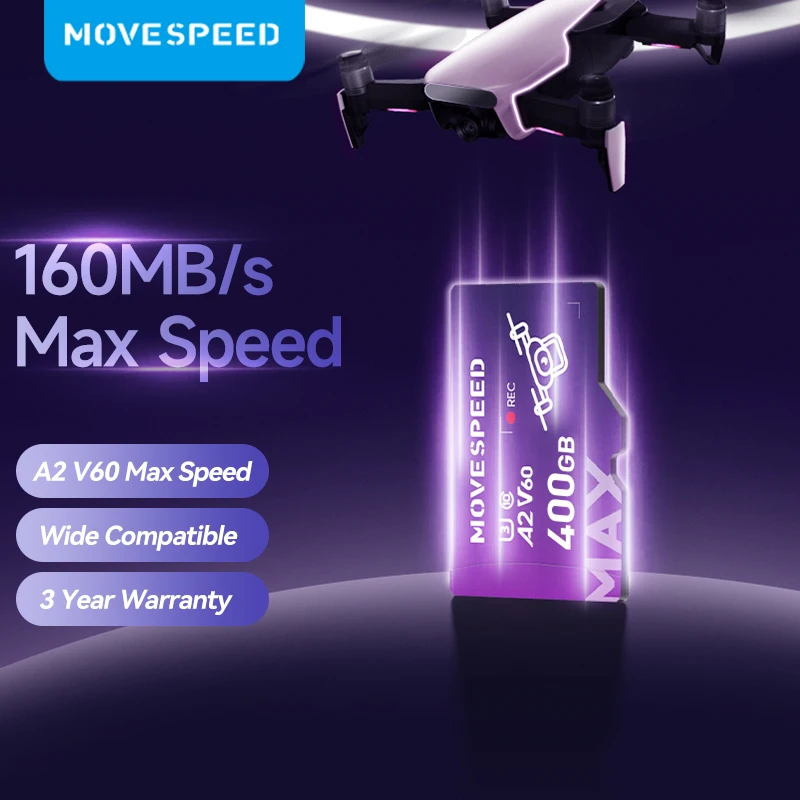 MOVESPEED 160MB/s U3 Mini SD Card High Speed 1TB 512GB Flash Memory Card 128GB 400GB 64GB 32GB TF Card for Camera DV