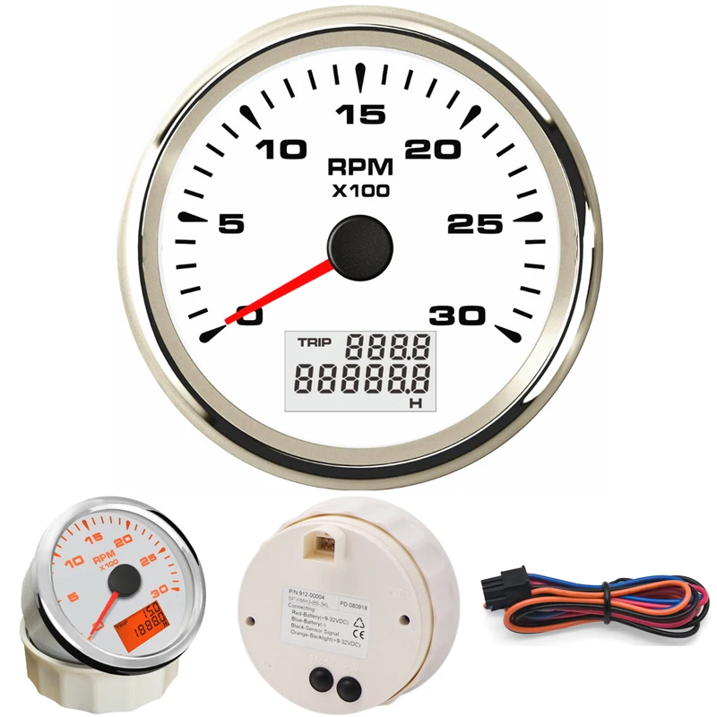 

0-3000RPM Tachometers Gauges 85mm Lcd Rev Counters Tach with Odo Hour Meters RPM 0-300 Speed Ratio for Auto Truck Boat Yacht Rv