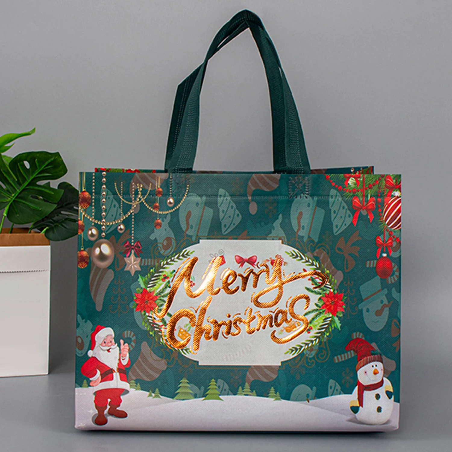 Marry Christmas Tote Bags Gift Package Fabric Handle Santa Claus Home Handmade Kids Party Favors New Year Supplies