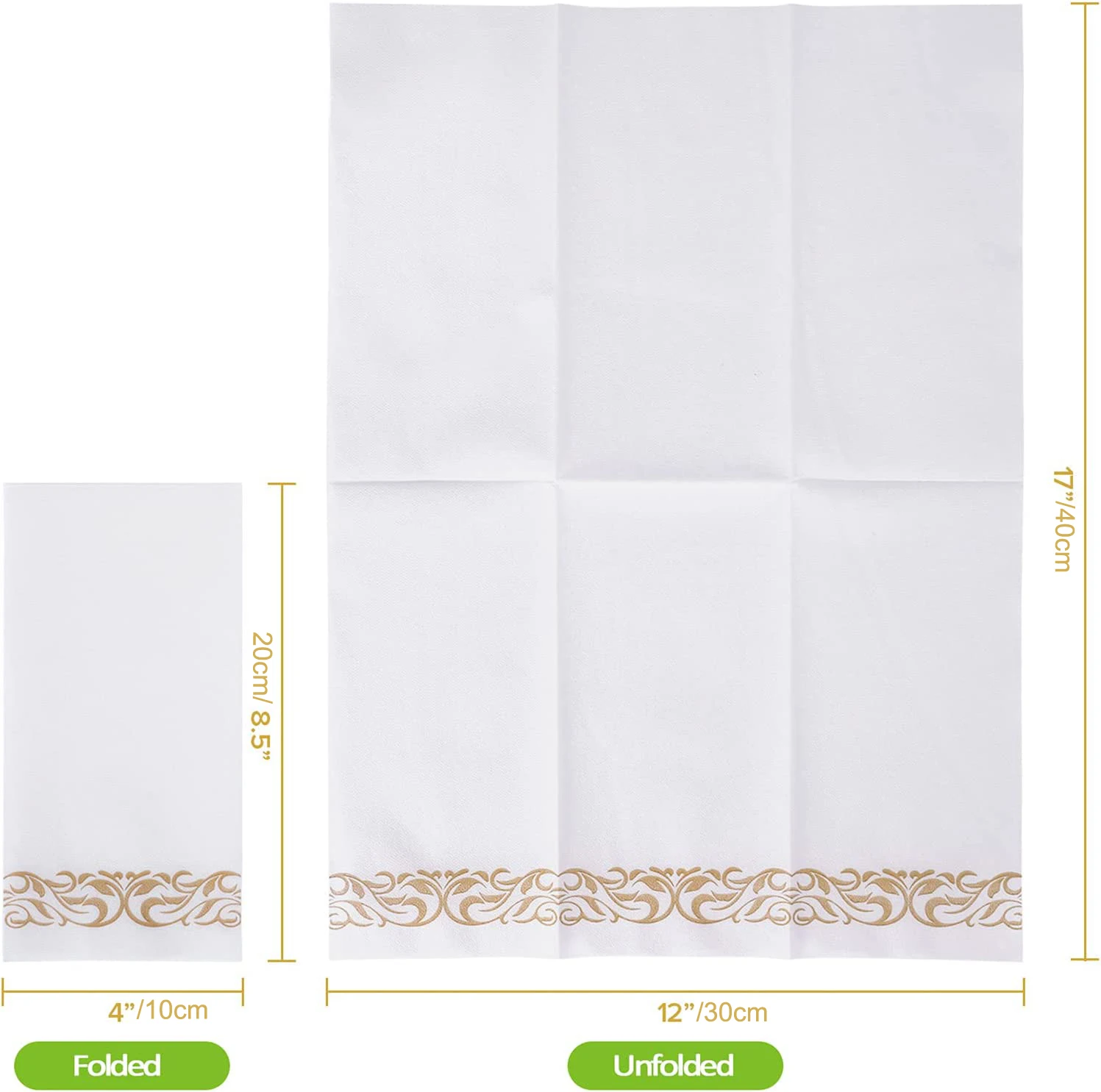 100/50 Disposable Hand Towels Soft Absorbent Linen-Feel Paper Guest Tissue for Weddings and Parties
