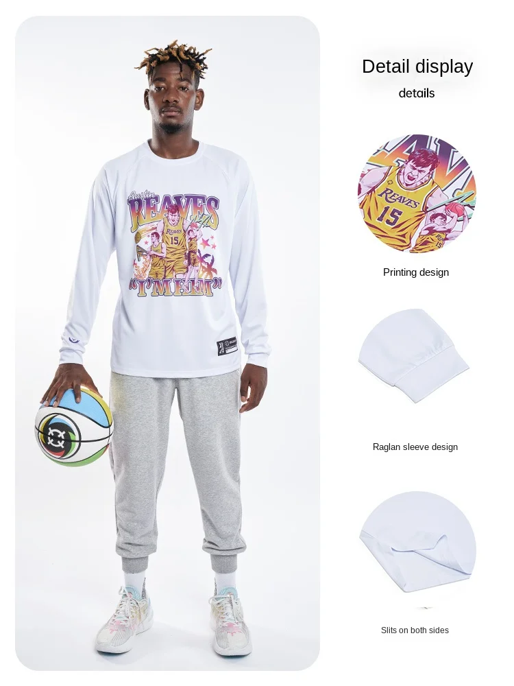 Rigorer Austin Reaves Personal Image Round Men's Long Sleeve Round Neck Winter Quick-drying Sweat T-shirt Basketball Clothes