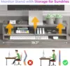 SEDETA 63" L Shaped Desk Convertible 86.6" Home Office Corner Computer Desk with Drawer Power Strip Storage Cabinet Retro Grey 6