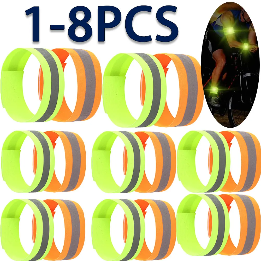 

1-8PCS Reflective Strips Hand Ankle Leg Straps Jogging Night Running Warning Reflector Wristband Safety Armband Luminous Tape