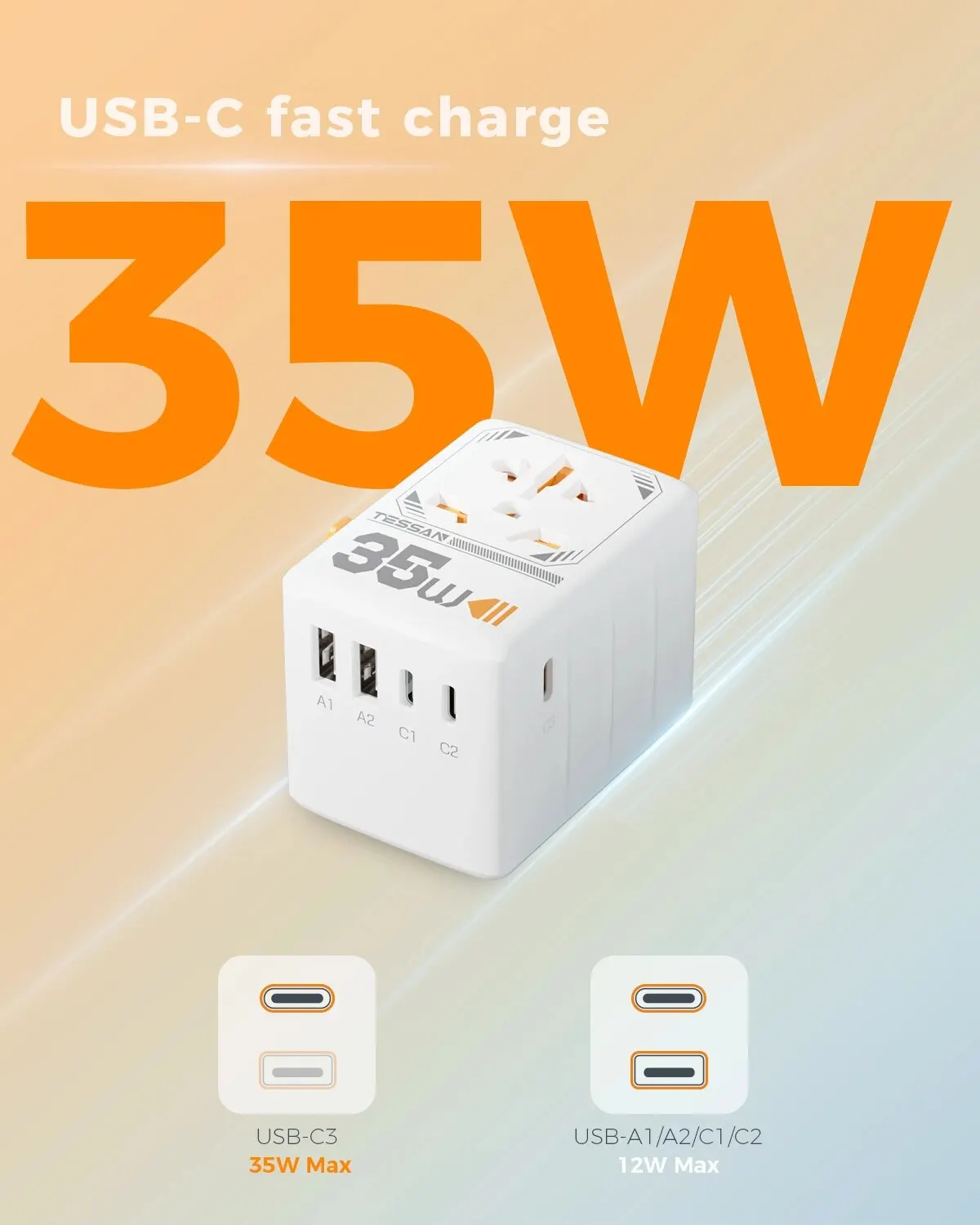 Tessan 35w universal travel adapter for world travel and hotels € 37,58