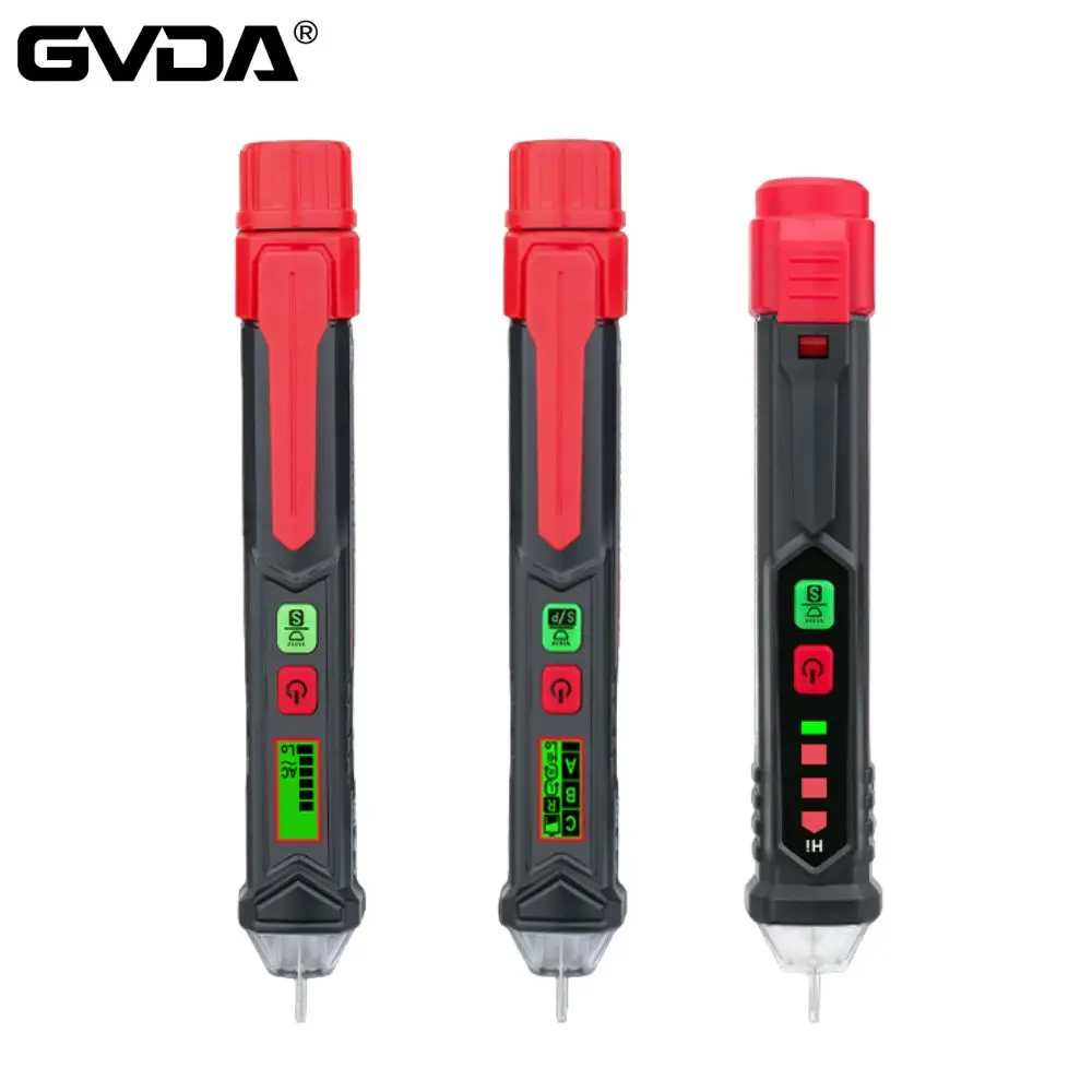 GVDA 휴대용 비접촉식 AC 전압 감지기 지능형 불전선/제로 라인 전압계 감지기 전압 테스트 펜 전기 표시기