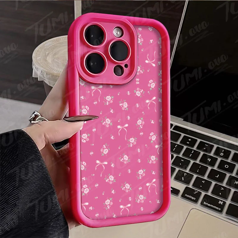 thumbnail image 1 of Rose Flower Bowknot Matte Phone Case for Xiaomi POCO X6 X5 X4 GT F3 F4 F5 M6 Pro X3 NFC Mi 13T 12T 11T 13 12 11 Lite 5G NE Cover, 1 of 5