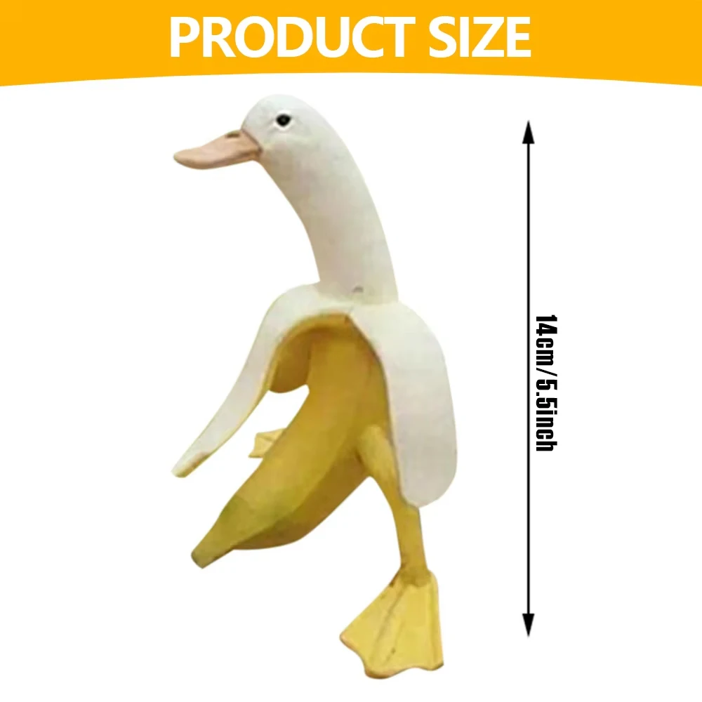 Banana Duck Statue Creative Art Decor Durable Resin Fruit Animal Figurine Vintage Gardening Peeled Banana Duck Home Statue Craft