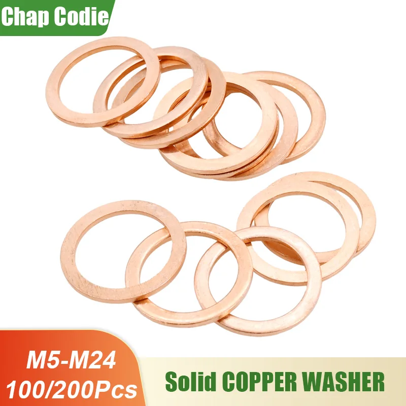 Arruelas de Cobre Puro Sólido Sump Plug Óleo Junta de Vedação Oring Espaçador de Válvula de Motocicleta Flat Metal o Ring Washer M10x14 100 Pcs 200 Pcs