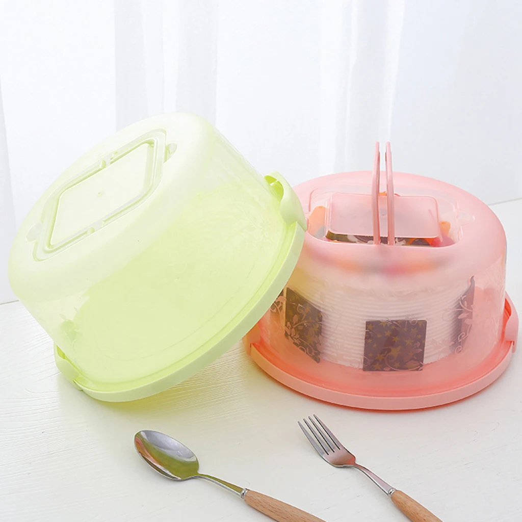 Portable Cake Box Round Food Fresh-keeping Box with Lid and Handle Kitchen Storage Box kitchen storage box fruit storage box kitchen supplies