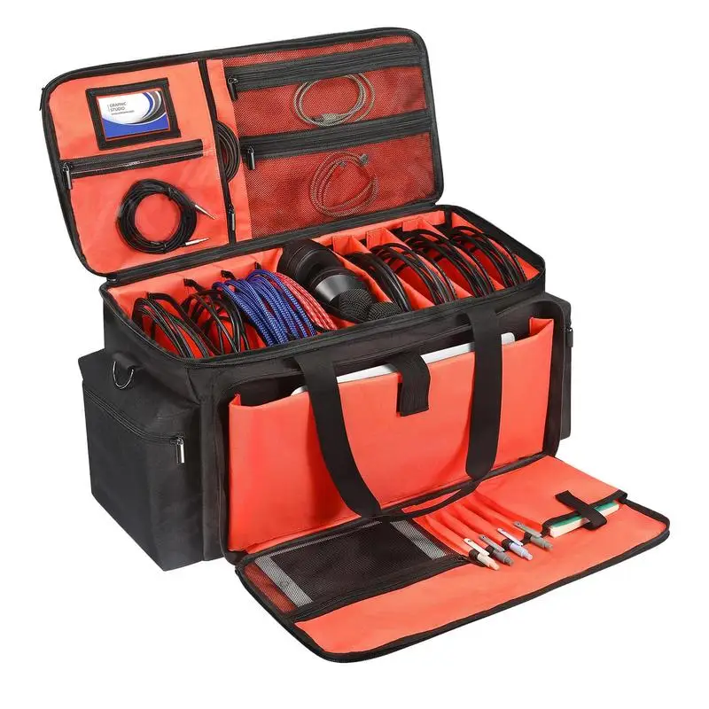 

Cable File Gig Bag Travel DJ Cable File Case DJ Gig Bag With Detachable Padded Bottom Dividers For Sound Equipment DJ Gear