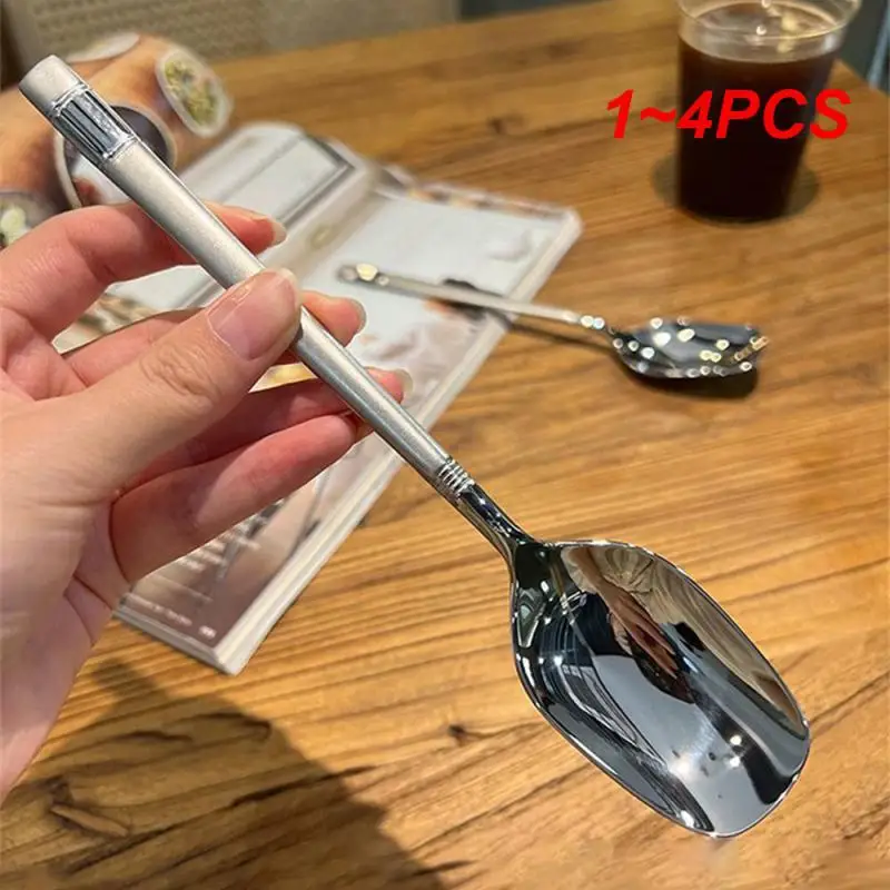 

1~4PCS Stainless Steel Spoon High Quality Stainless Steel Feel Comfortable Food Grade Long Handle Spoon Long Handle Spoon