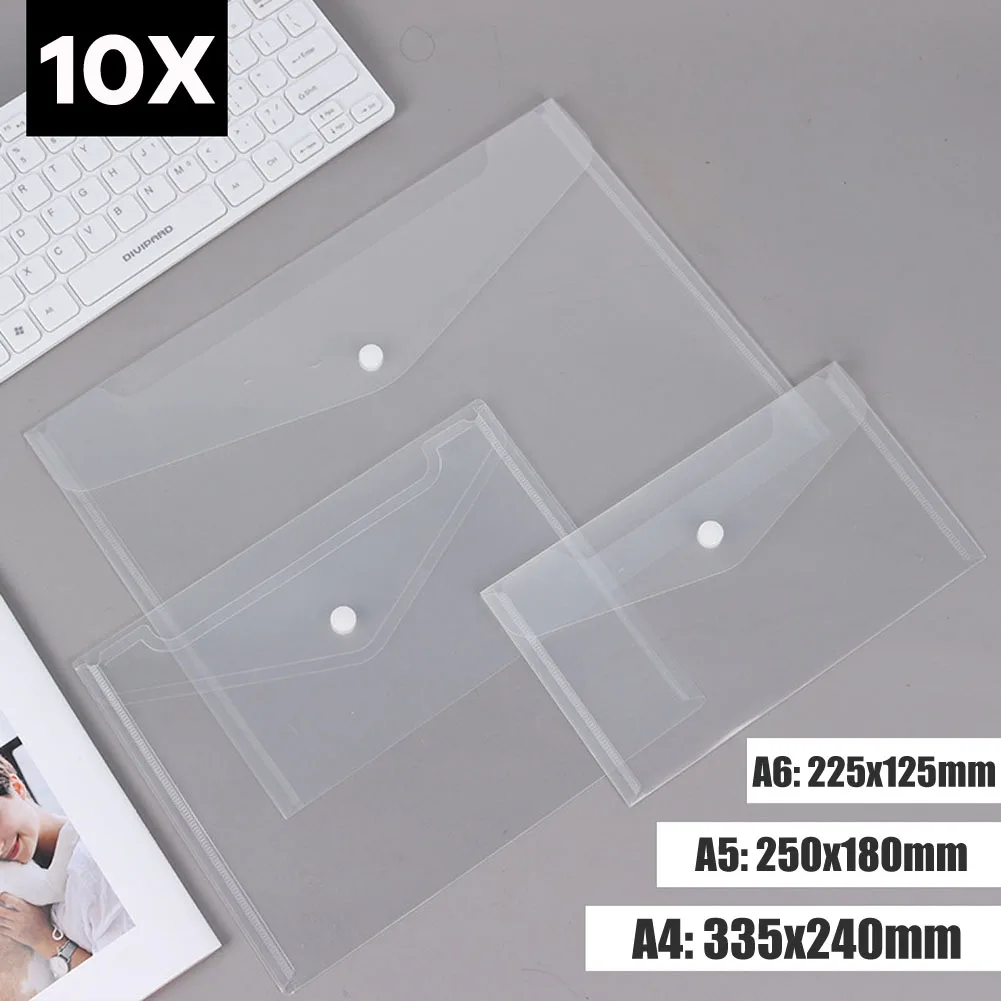

A4/A5/A6 Transparent Plastic Snap Folder Student Test Paper File File Storage Bag Note Data Storage Study Office Stationery