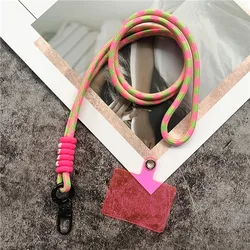 Versatile Phone & ID Badge Lanyard with Metal Keyring (Pink green)