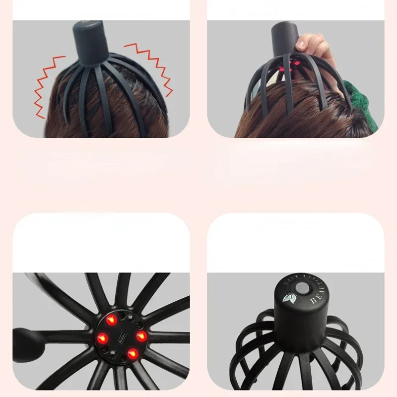 Electric Head Massager Octopus Scalp Neck Massage Stress Relax Spa Healing Alloy Health Care Tool Body Head Massager Beauty Tool