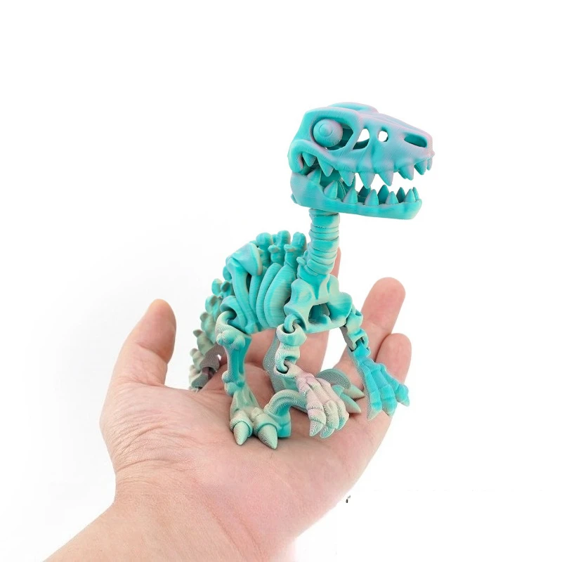 Mini 3D Printed Dinosaur Skeleton Model Movable Joints Velociraptor Decor Desk Ornament Kids Gift Home Decoration Action Figures