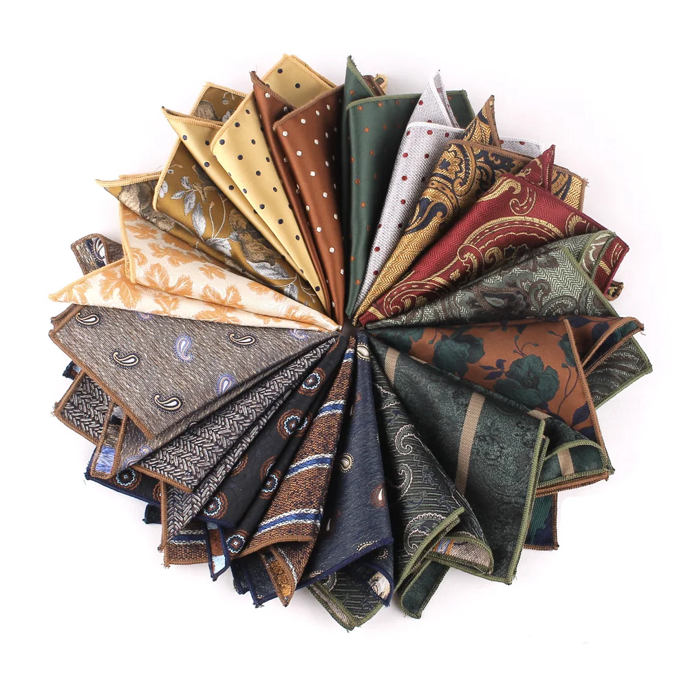 Men's Suit Pocket Towel Fashion Polyester Trend Accessories Retro Embroidery Pattern Small Square Towel Handkerchief pocket square,mini handkerchief