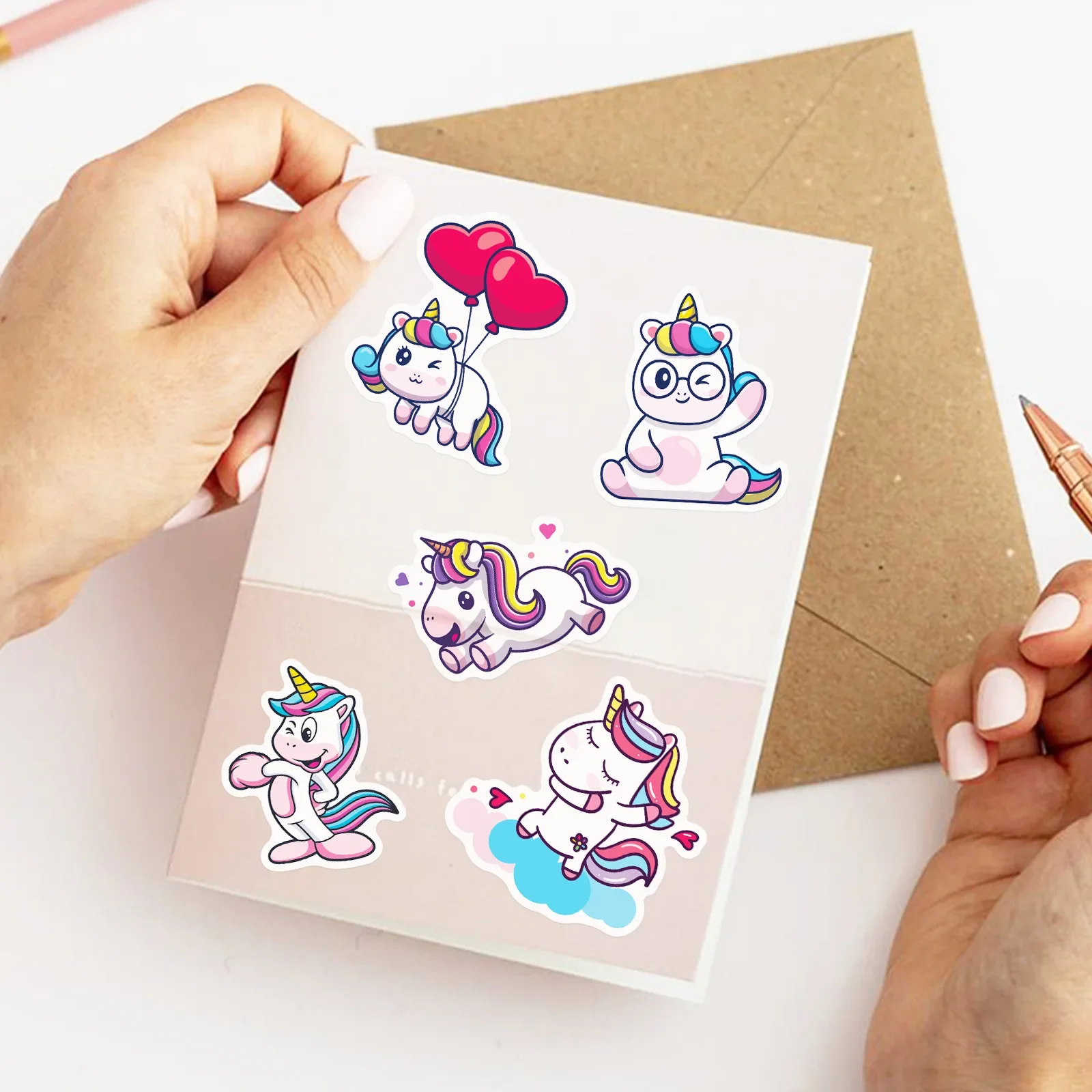 50pcs Unicorn Kids Stickers Scrapbook DIY Star Love Children's Room Sticker Scrapbooking decorative stickers