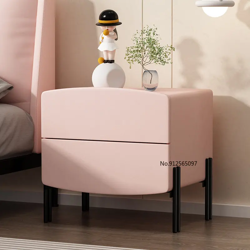 Simple Modern Solid Wood Bedside Italian Light Luxury Cream