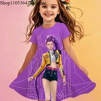 Robe d'été pour filles Kpop Demon Hunters, tenue de plage décontractée pour enfants, motif dessin animé, princesse, chemise de nuit 5