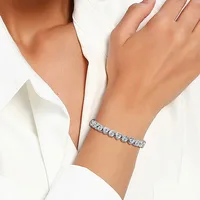 Bracelet jonc tendance en or 14 carats avec cœur et diamant de laboratoire de 4 mm, pour femme, idéal pour fiançailles, mariage, bijoux de fête, cadeau 6