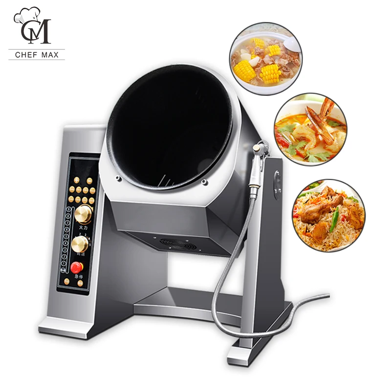 Chefmax Commercial 5kw Multifunction Intelligent Electric Non Stick Stir Fry Halwa Kitchen Robot Cooking Machine For Food 220V