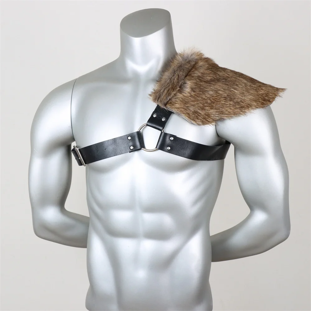 Mittelalterliche Renaiss Gladiator Leder Schulterrüstung Griechischer Barbar Schulterstücke Wikinger Ritter Cosplay Kostüm Pelz Spaulder Zubehör – Detail 9