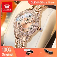 OLEVS 9943 Women's Watches Fashion Original Quartz Wrist Watch For Women Roman Inlaid Zircon Dial Waterproof Ladies Watch