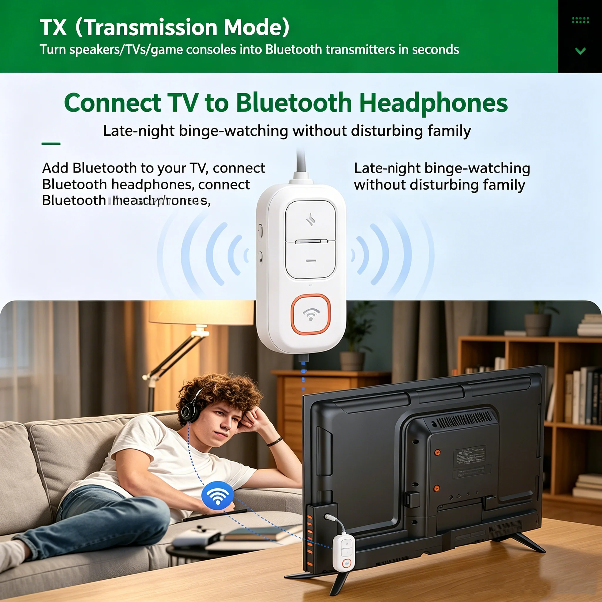 KEBIDUMEI 블루투스 6.0 오디오 송신기 수신기 3.5MM AUX Hifi 스테레오 음악 무선 어댑터 (자동차 비행기 TV ,Bluetooth 6.0 Audio Transmitter Receiver P