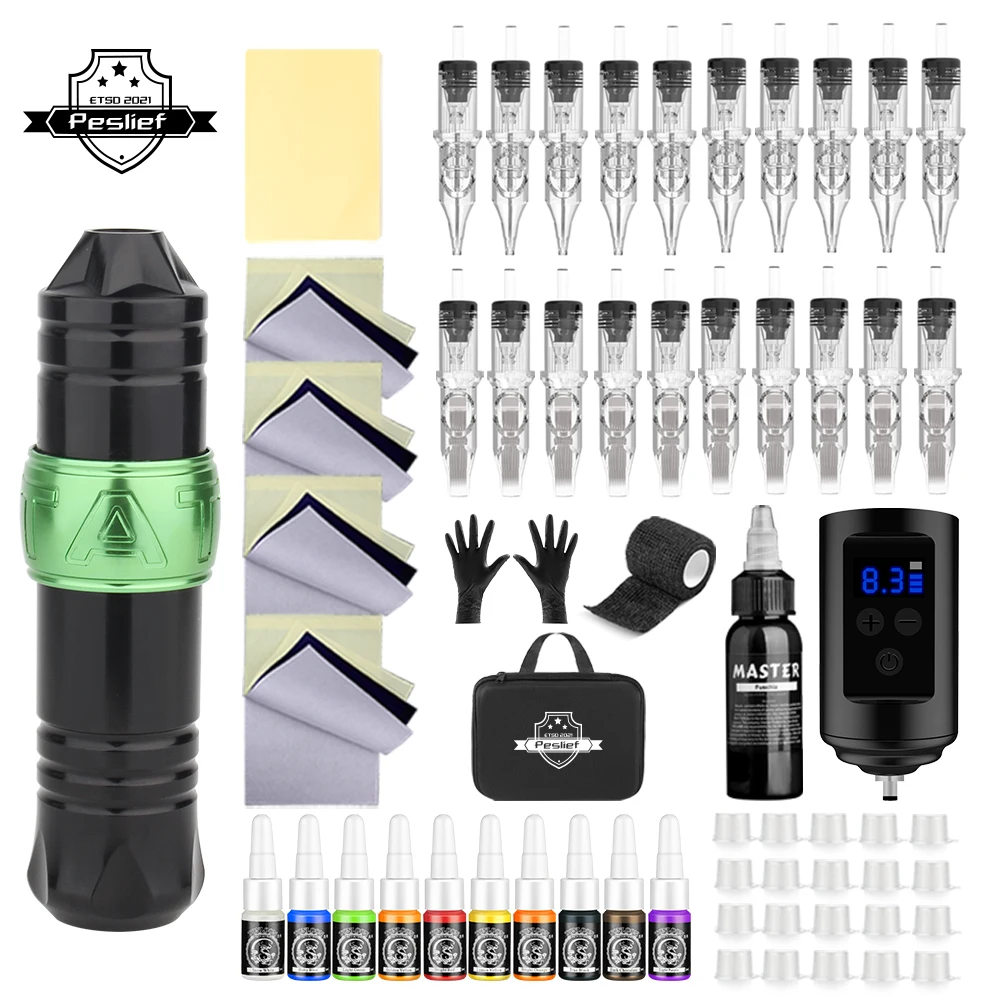 Tattoo Kit Tattoo Supplies Tattoo Pen Kit Tattoo Kit Cartridge for Beginners Rotary Machine Complete with Accessory