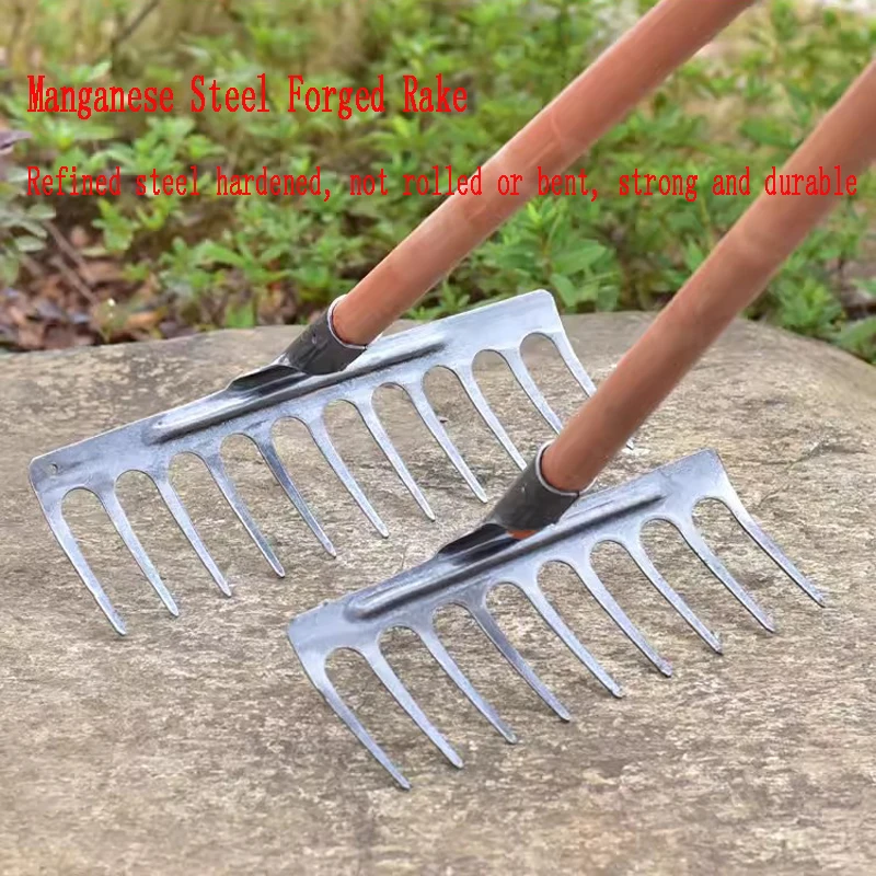 Manganese steel integrated rake grass loose soil farm tools weeding nail Garden Hand Rake