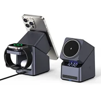 4in1 Electric Rotating Magnetic 15W Wireless Charger Time Display Touch Rotation for  iPhone Watch AirPods Ideal Charging Stand