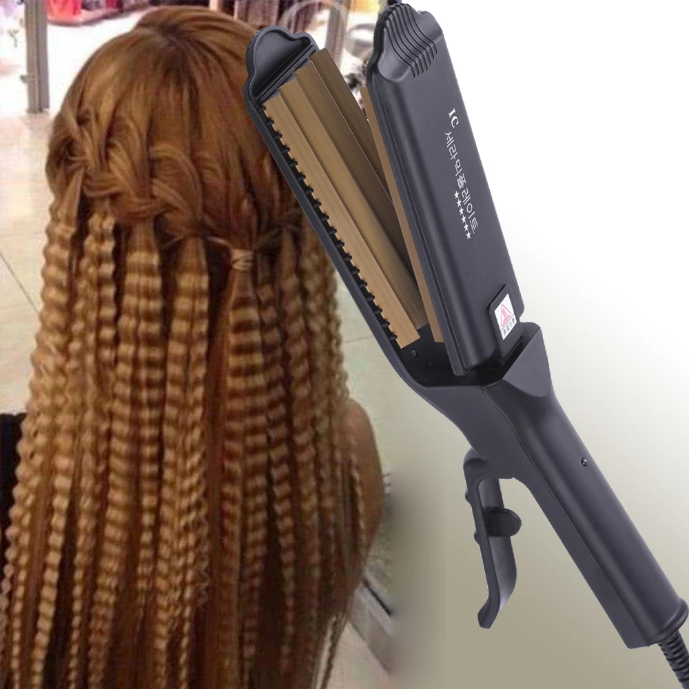 Fluffy Hair Crimping Iron Big Teeth Corrugated Iron Volumizing Hair Crimper Wide Plates Fast Heat Curling Wave Styling Tool