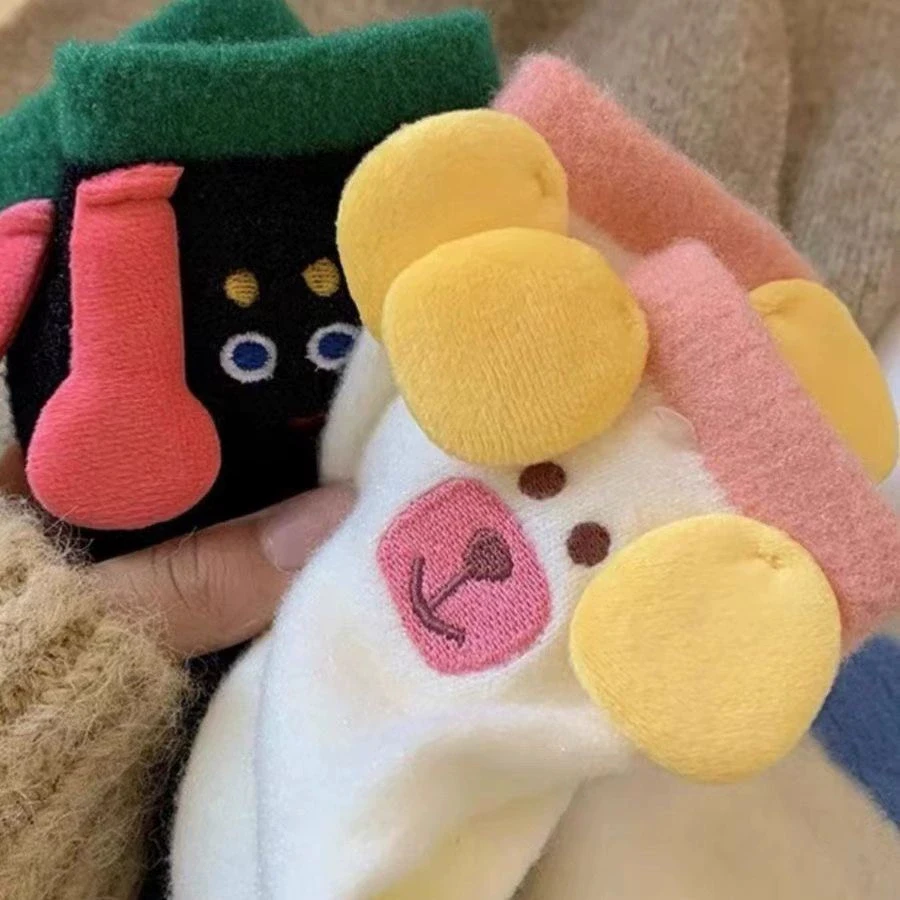 

Ugly Cute Funny Plush Socks Women's Mid-tube Socks Small Cute Couple Christmas Sleeping Fleece Sock Warm Thick Autumn and Winter