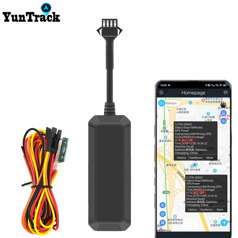 2G Motorcycle Car Mini Cut oil GPS Tracker Towed away move ACC status SMS Alarm Tracking shock call Locator free APP CJ780 4PIN