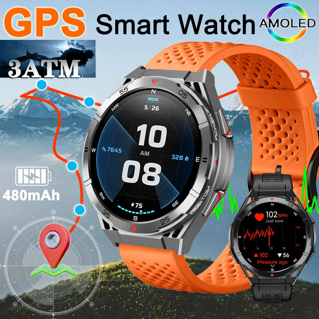 GPS Smart Watch For huawei 2025 New Blood pressure monitor health smartwatch Compass Sport 3ATM Waterproof SOS Bluetooth call