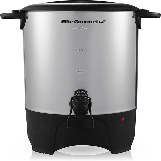 Elite Gourmet Stainless Steel 40 Cup Coffee Urn and Hot Water