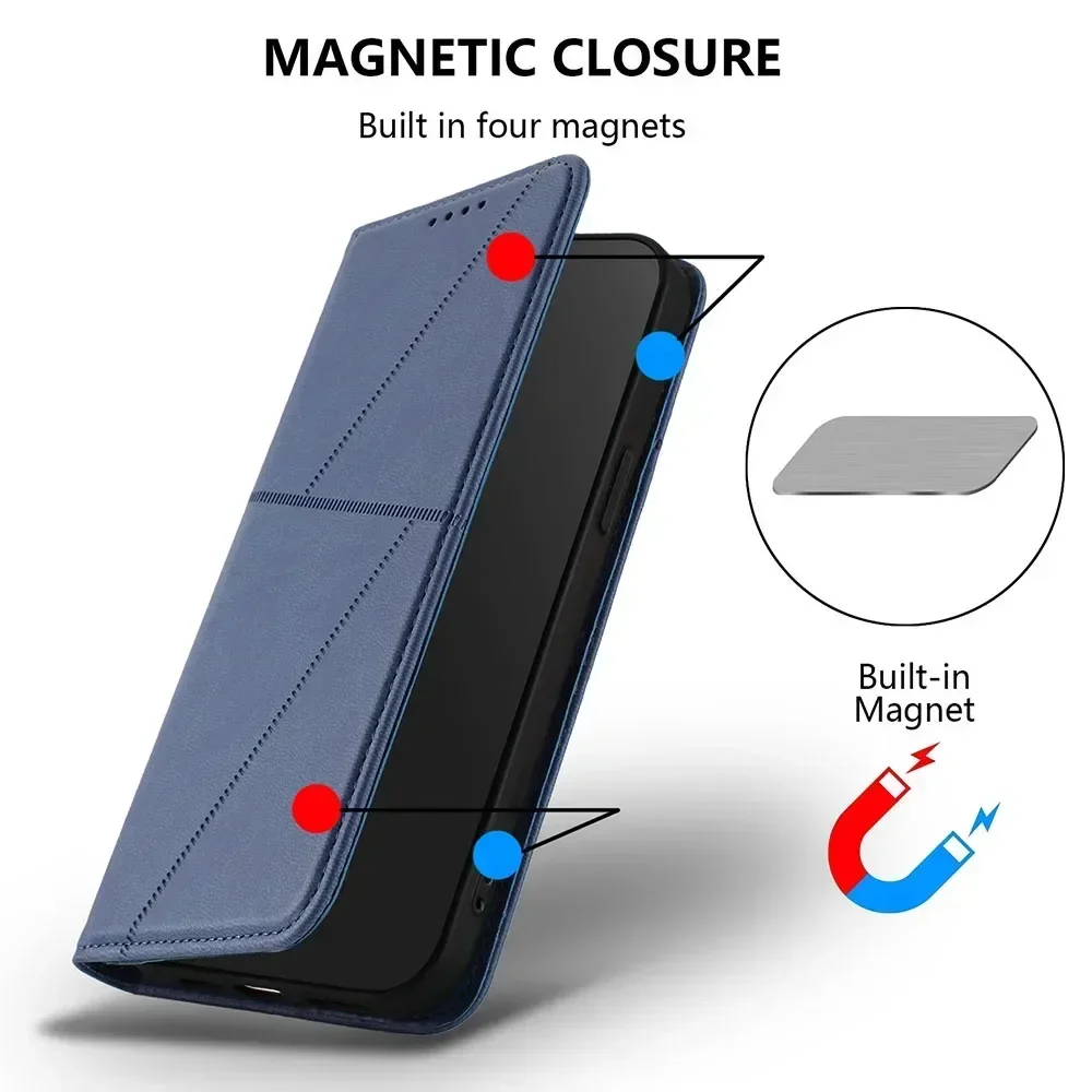 Magnetic Card Slots Leather Phone Case - Elegant Back Cover