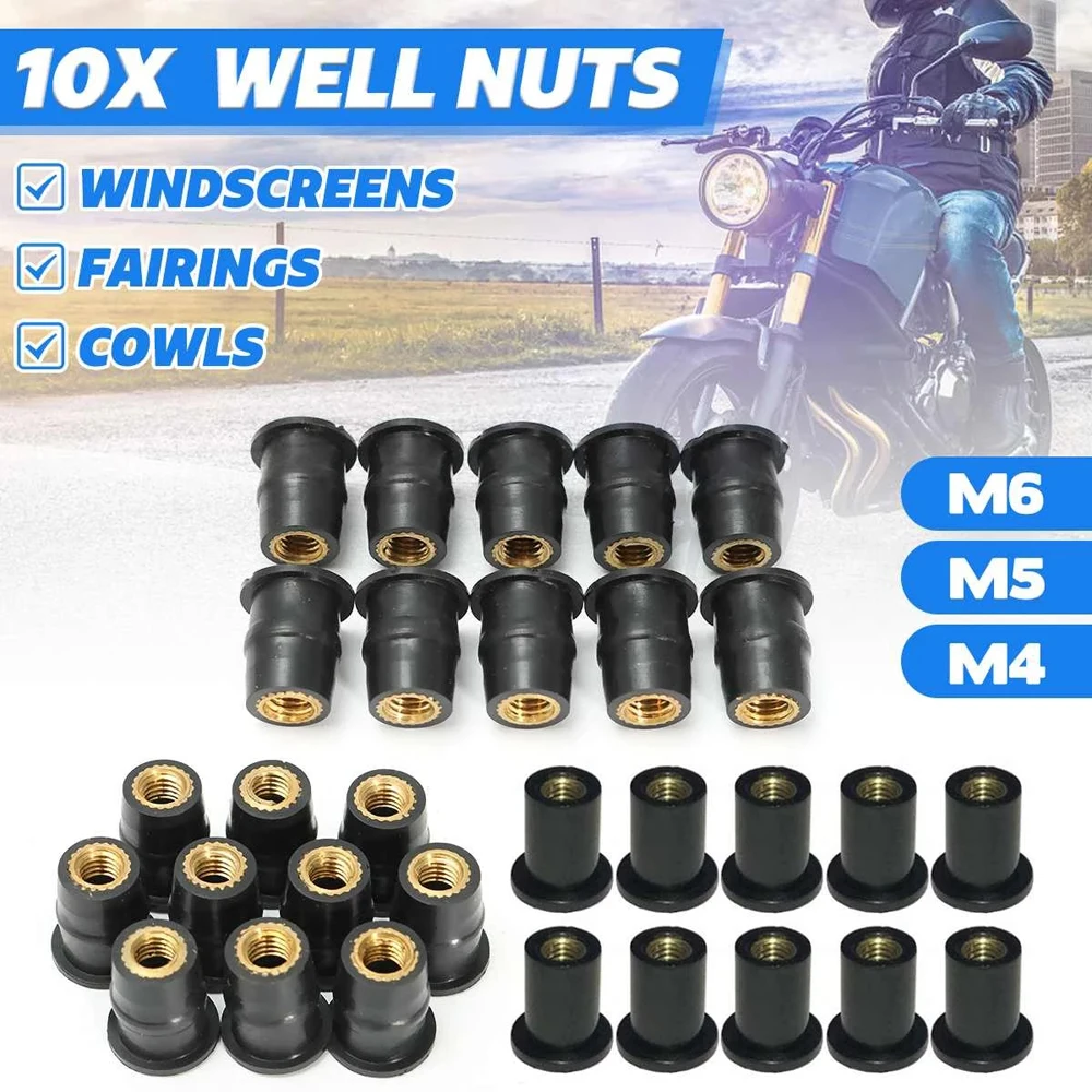 Blind Fastener Metric Wellnut Honda Rubber Well Nuts Windshield Screws  Motorcycle Windscreen Fastener M4/M5/M6