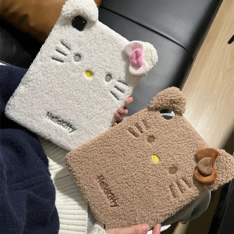 

Anime Sanrio Hello Kitty Plush Ipad Protective Case Soft Shell Cute Anti-fall for IPad 7th 8th 9th Mini 10 10th Air3 Air 4 Cover