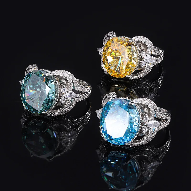 

Женское кольцо из серебра 2022 пробы с высокоуглеродистыми бриллиантами 12*14