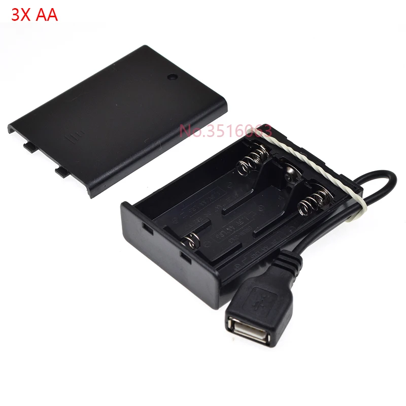 USB Female AA Battery Box Switch 1AA/2AA/3AA/4AA 1X/2X/3X/4X Slot Battery Holder Case Plug 1.5V/3V/4.5V/7V/9V/12V 1Pcs battery storage case battery case electrical box