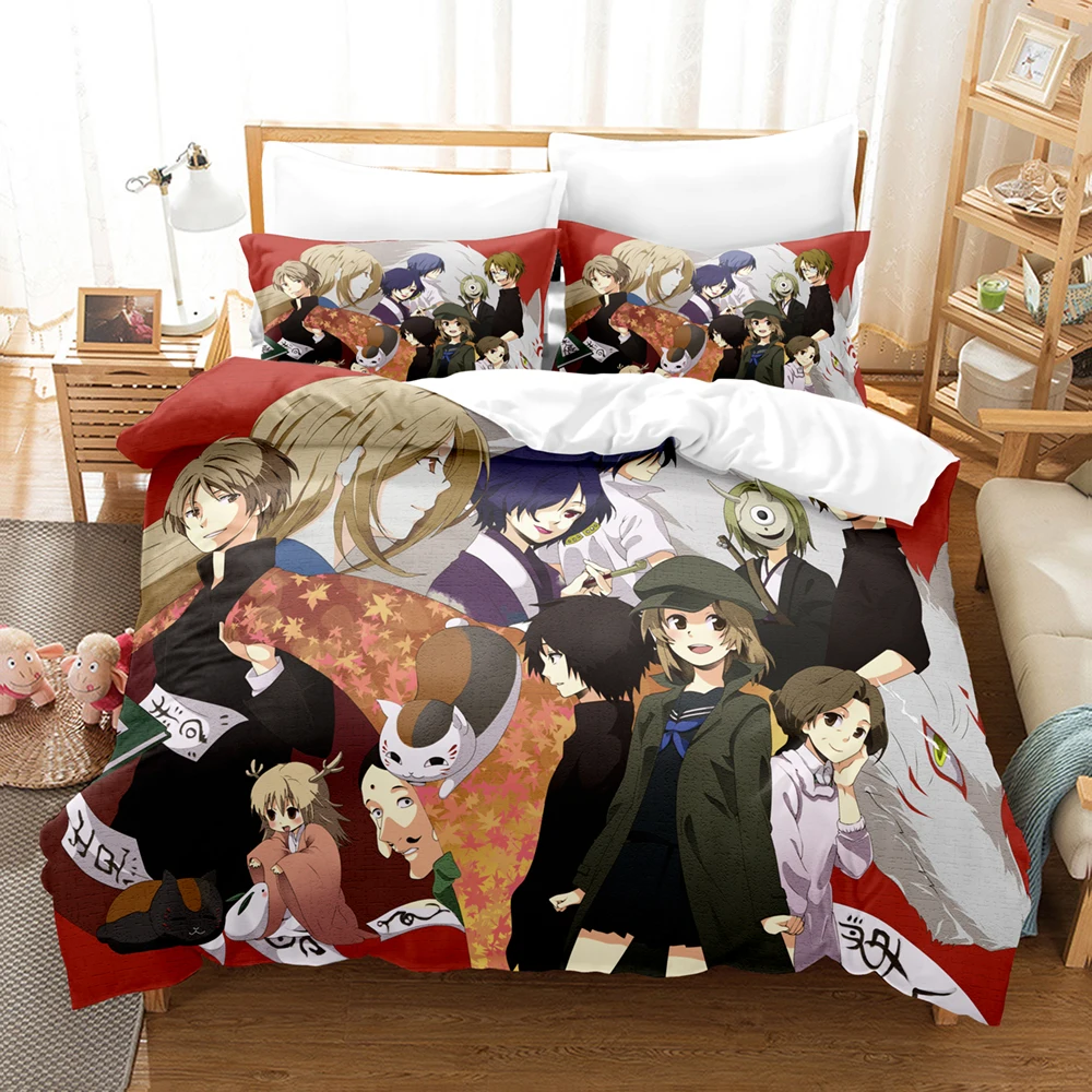 Natsume's Book of Friends Anime 3D Duvet Cover Bedding Set Polyester Pillowcases Quilt Cover Home Decor Gift Twin King Queen