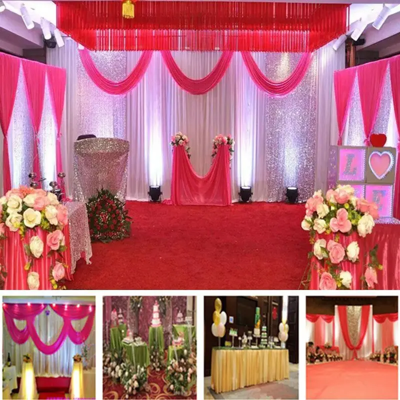 

10 ftx10ft sequin wedding backdrop curtain with swag backdrop/ wedding decoration romantic Ice silk stage curtains