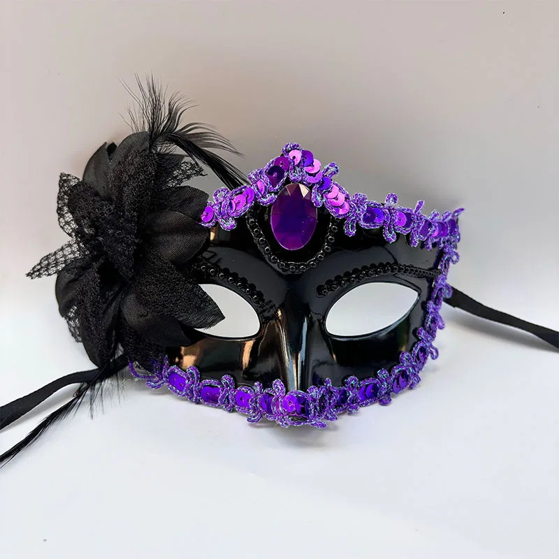 Federmaske Barock Blumenmaske Maskerade Maske Rokoko für Maskerade Ball Party Karneval – Detail 3